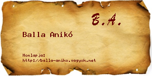 Balla Anikó névjegykártya